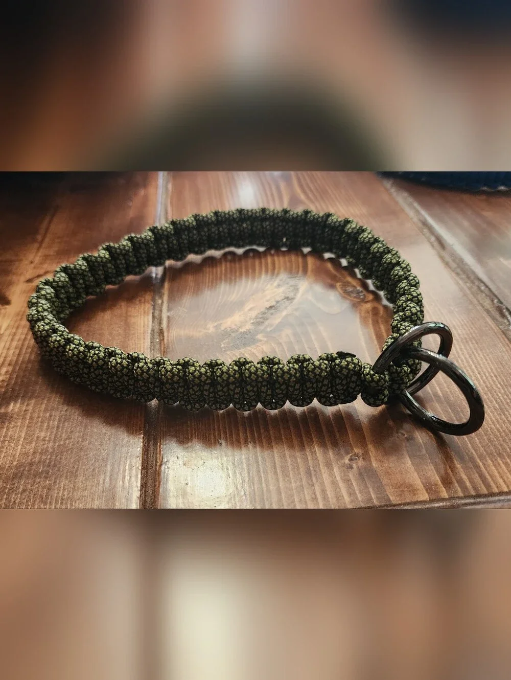 Handmade Paracord Slip Dog Collar- Green/Black